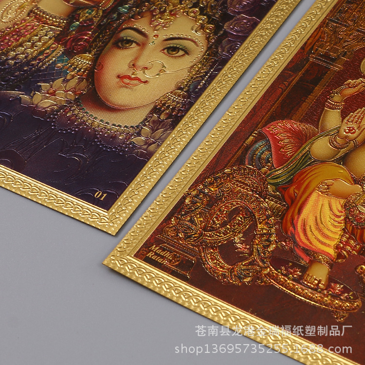 Embossed Three-Dimensional Indian God Statue Thai Statue Gold Foil Craft Refractive Embossed Exquisite Printing Buddha Statue