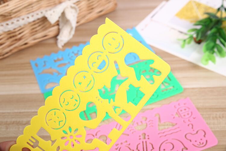 Children's Ruler Painting Ruler Template Ruler Thousand Flower Ruler Student Drawing Ruler School Supplies Single Bulk Price