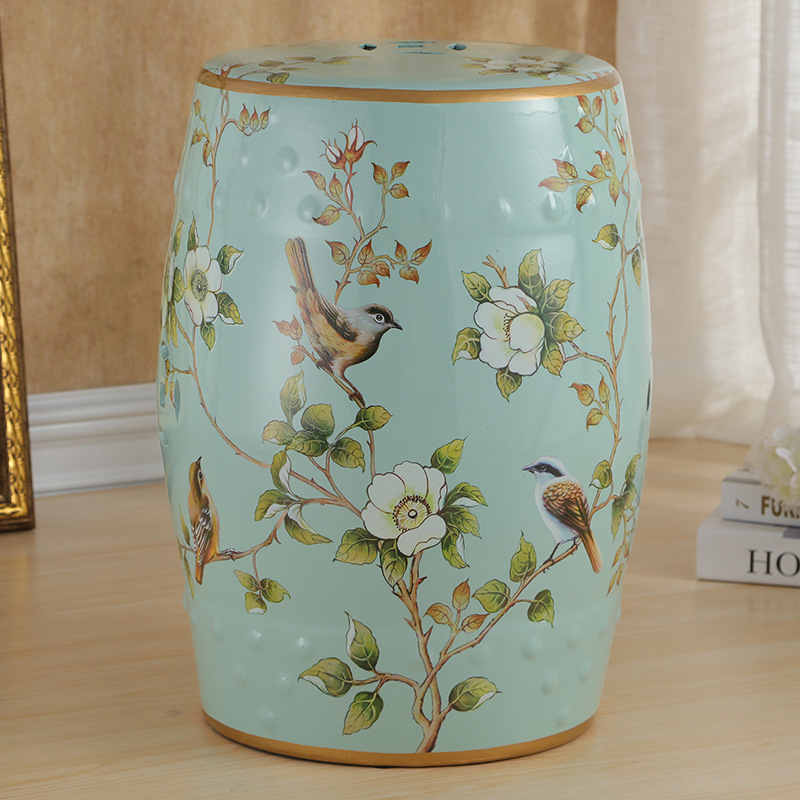 Оптовая продажа керамического барабанного табурета, многофункциональный табурет для смены обуви, горячая распродажа, ручная роспись