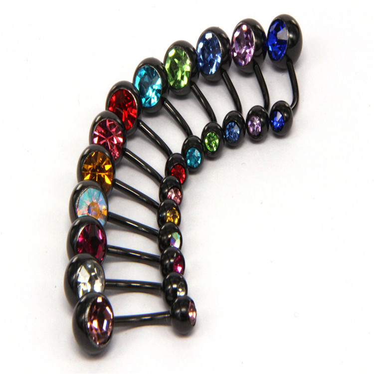 Factory 20 color European and American stainless steel pressure drill navel nail navel ring color navel buckle puncture jewelry