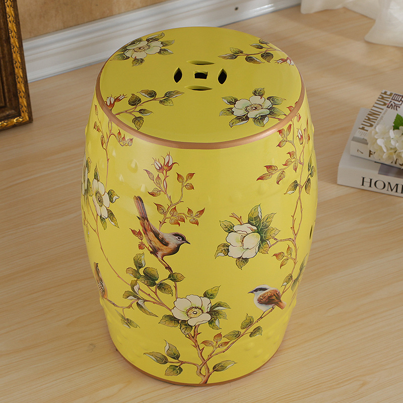 Jiaju ceramic drum stool wholesale new multi-functional home decoration decoration shoe changing stool hot selling hand painted red