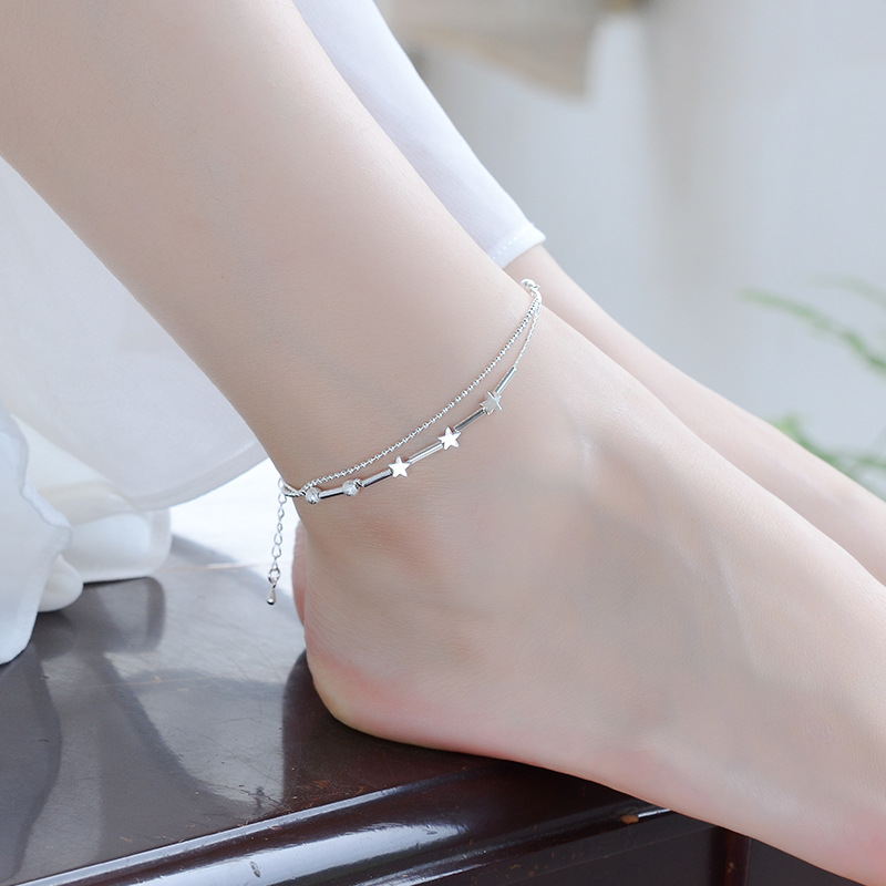 9.9 yuan Taobao silver bracelet women Korean version of simple summer retro small stars anklet small gifts wholesale