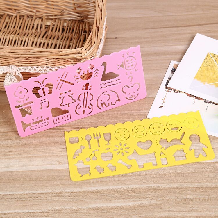 Children's Ruler Painting Ruler Template Ruler Thousand Flower Ruler Student Drawing Ruler School Supplies Single Bulk Price