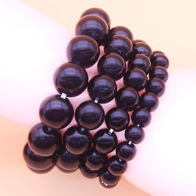 Various Specifications of Imitation Obsidian Bracelets That Do Not Peel Off, Natural Color Glass Beads, Textured Black Bracelets, Live Broadcast Gifts for Delivery