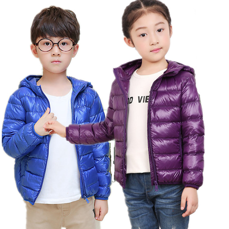 New Children's Wear Down Jacket Lightweight Hooded Long-sleeved Solid Color Men's and Women's Children's Down Jacket Coat Custom-made