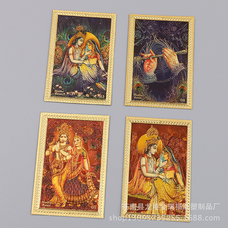 Рельефная трехмерная статуя индийского бога, тайская статуя, золотая фольга, изысканная печать