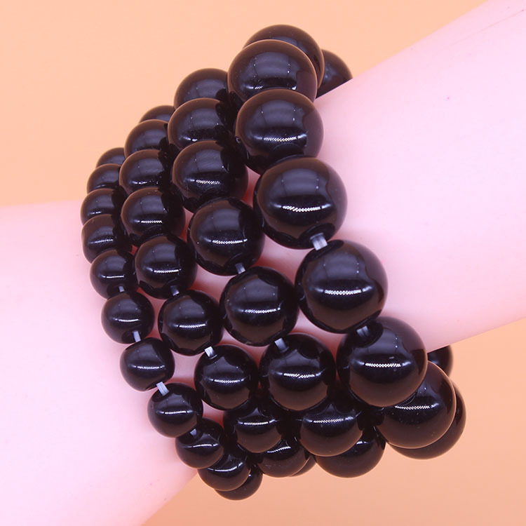 Various Specifications of Imitation Obsidian Bracelets That Do Not Peel Off, Natural Color Glass Beads, Textured Black Bracelets, Live Broadcast Gifts for Delivery
