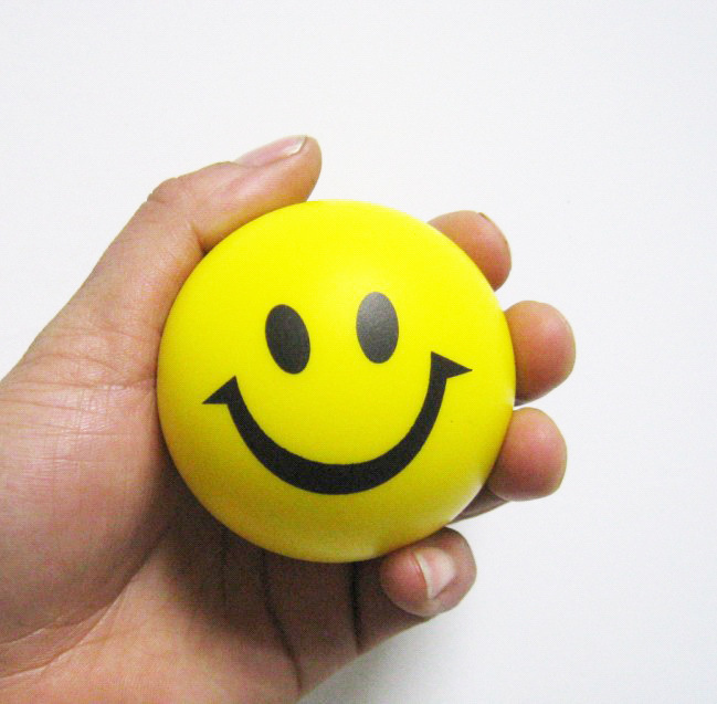 A large number of in stock 6.3 smiling face ball rehabilitation training ball, haha laughing ball, muscle training ball grip ball