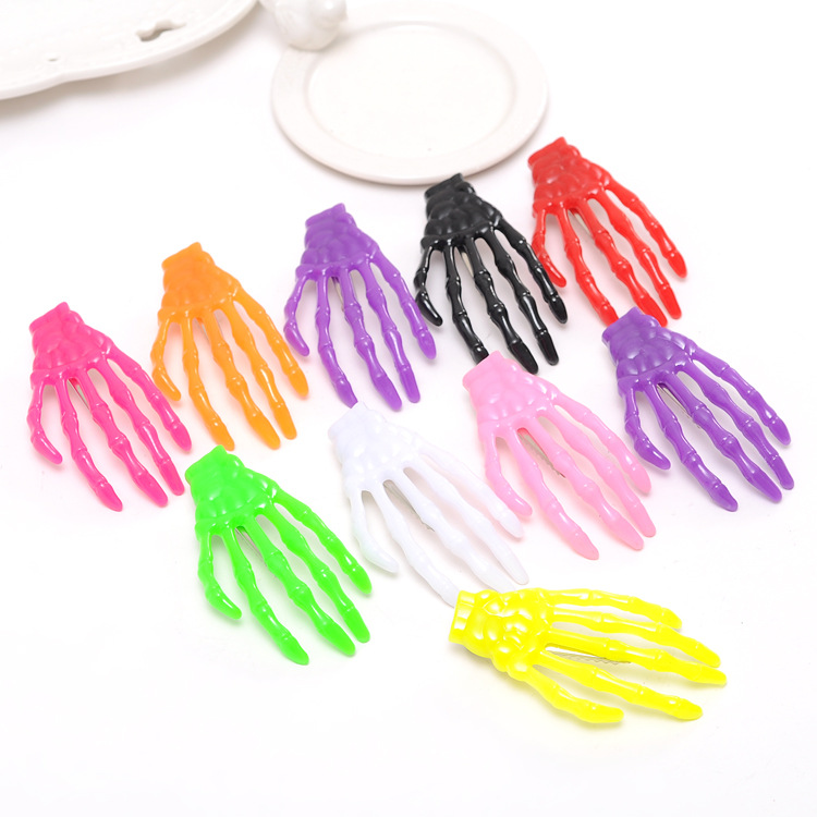Cross-Border Hand Bone Funny Hairpin Halloween Ornaments Ghost Claw Skull Claw Fluorescent Hairpin Halloween Harajuku Headdress