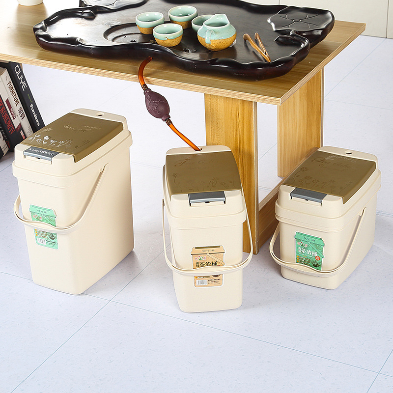 Factory PP plastic tea bucket with filter screen simple home Press elastic cover tea slag bucket kung fu tea set accessories