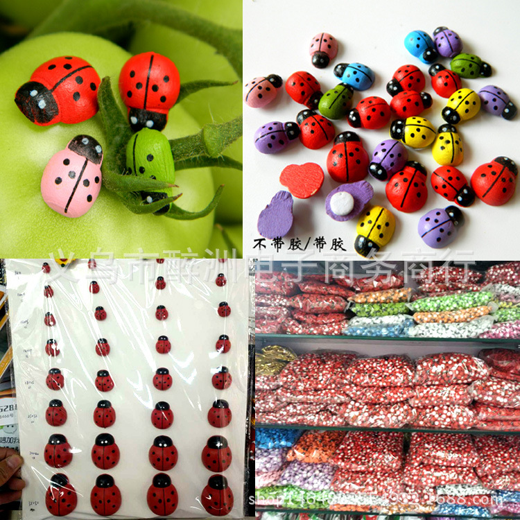 Прямые поставки с фабрики, креативные божьи коровки, деревянные жуки, микро-ландшафт, мультяшные деревянные животные, цветные украшения