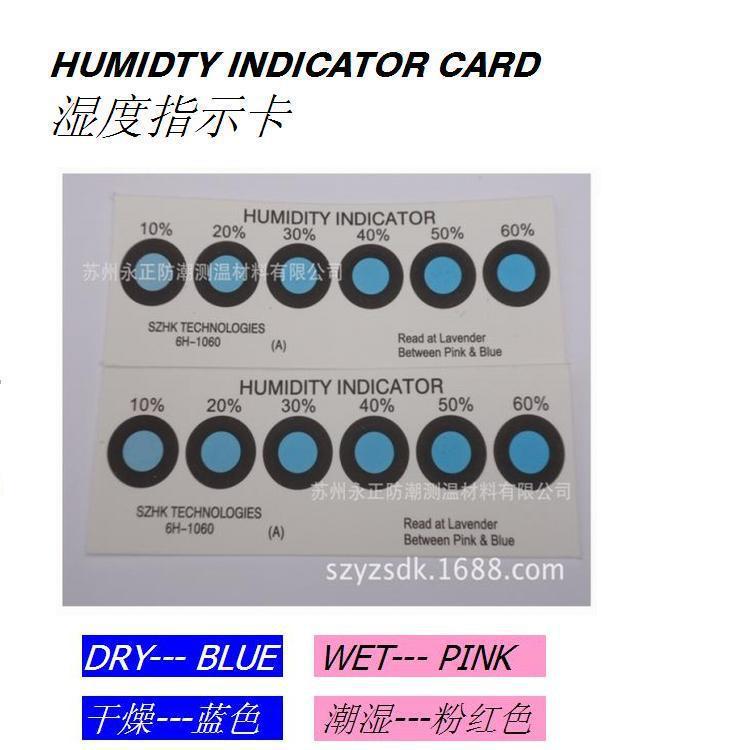 Six-point Moisture-proof Card 10%-60% Humidity Indicator Card with Cobalt Blue Change Pink Display Color Changing Card in Stock