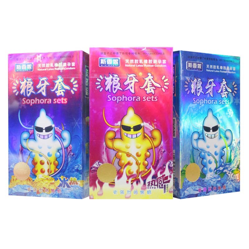 Sixiani G-Point Wolf Tooth Condoms, Ice and Heat Type, 12-Pack Condoms, Contraceptive Large Particles, Shipped Franchise, Multi-Dimensional Air