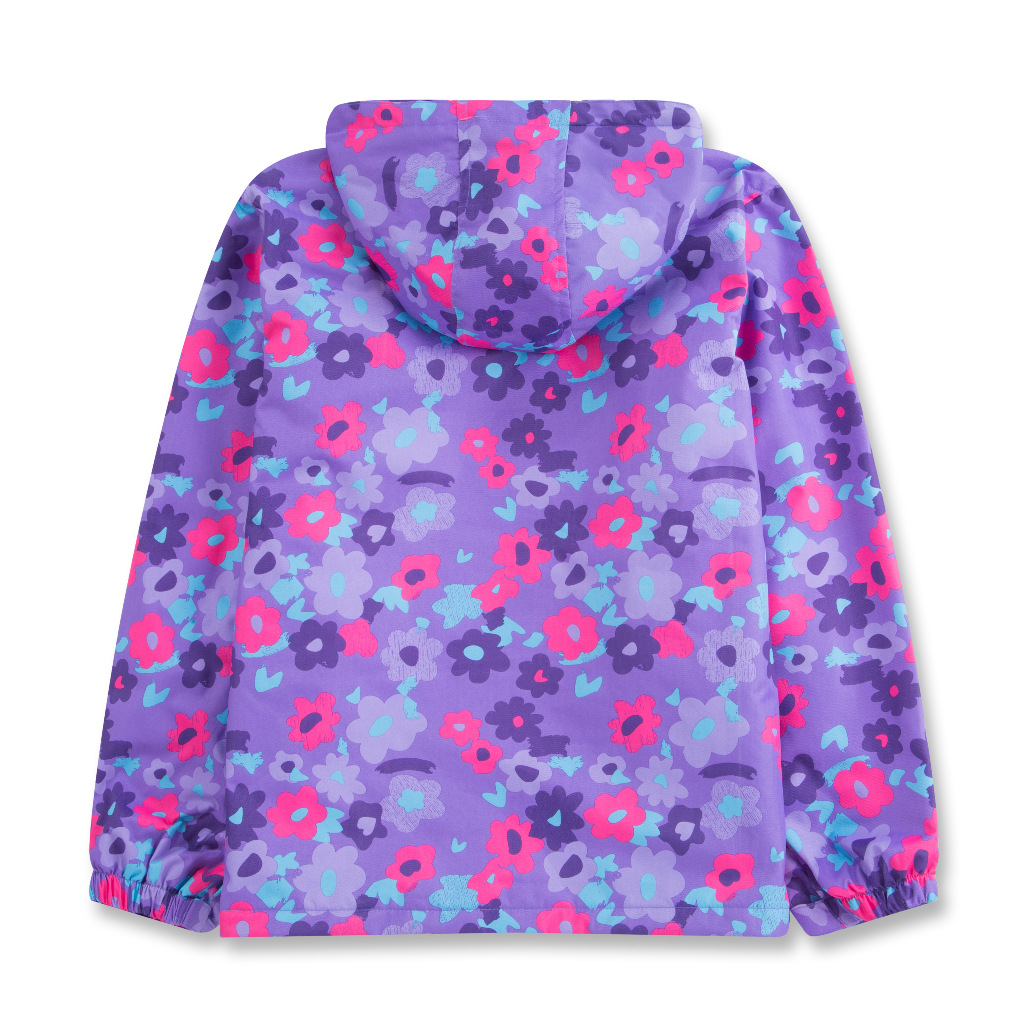 Girls Candy Color Waterproof Breathable Outdoor Children's Jacket Printed Open Chest Hooded Velvet Jacket Windbreaker