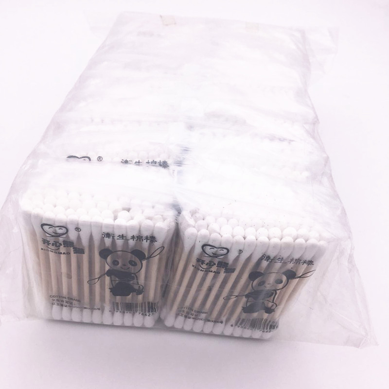 Happy panda cotton swab disposable double-headed wooden stick cotton swab sanitary cotton swab beauty makeup cotton swab stick