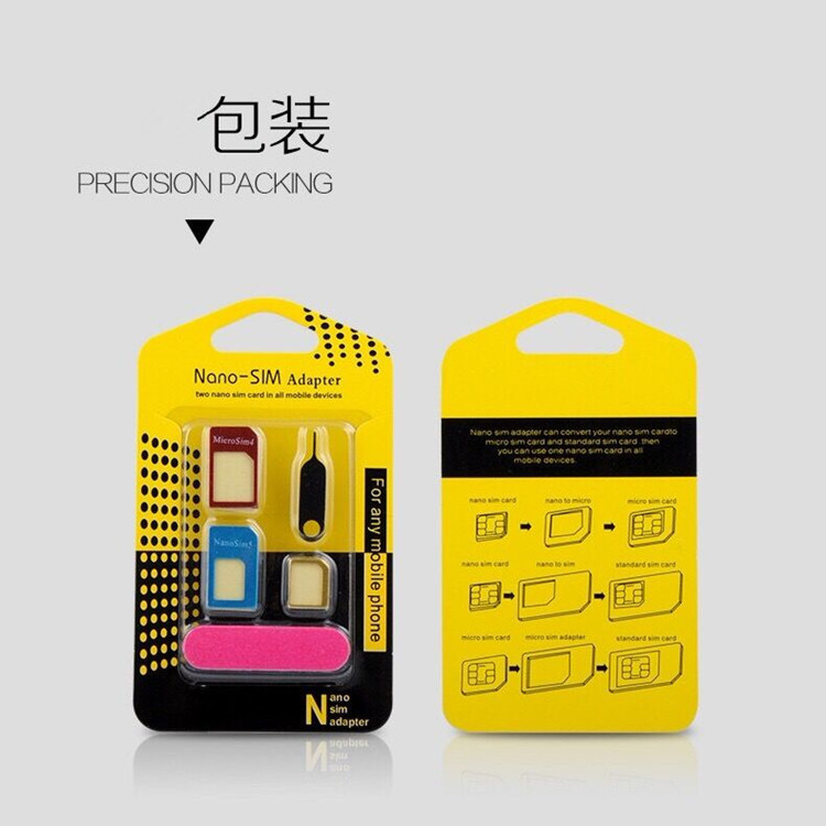 Metal simcard holder restoring card holder card slot small card to large card phone card restoring device aluminum alloy five-piece set