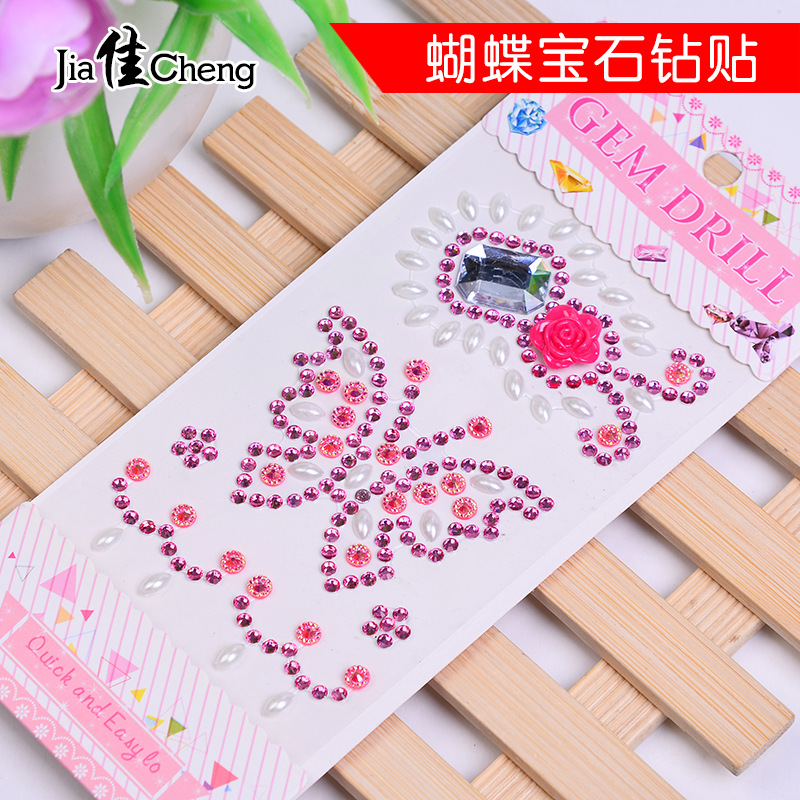 Новые ручные креативные наклейки наклейки бабочек драгоценные камни наклейки из смолы наклейки с блестками для мобильного телефона оптовая продажа