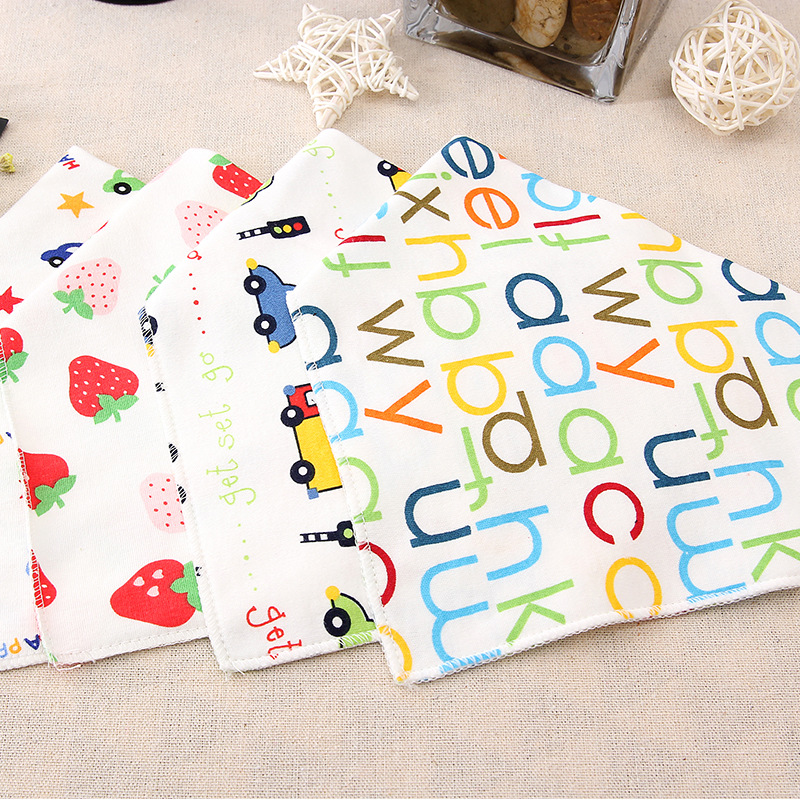 New baby saliva towel baby triangle cotton newborn double snap button bib children's scarf can be customized
