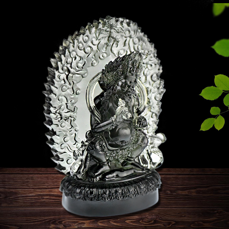 Coloured glaze black god of wealth handicraft five surname god of wealth water god of wealth buddha ornaments temple home decoration buddha supplies
