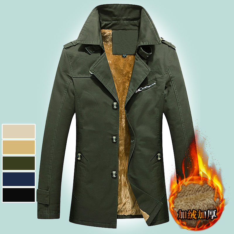 Cross-border Export Men's Autumn and Winter Pure Cotton Jacket Mid-length Small Suit Outdoor Men's Cotton Outwear Fleece-lined Cotton Outwear