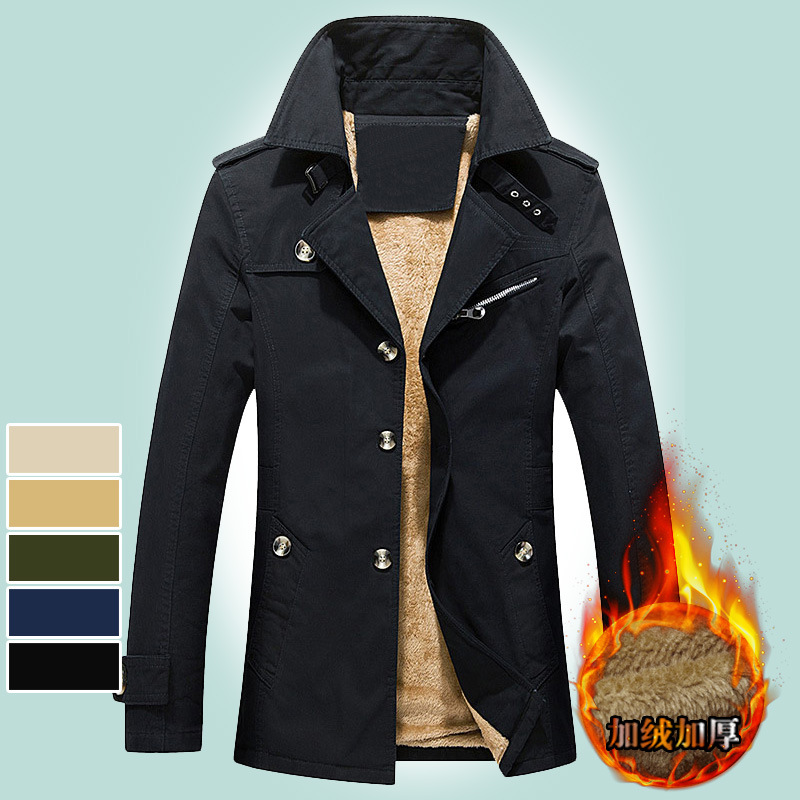 Cross-border Export Men's Autumn and Winter Pure Cotton Jacket Mid-length Small Suit Outdoor Men's Cotton Outwear Fleece-lined Cotton Outwear