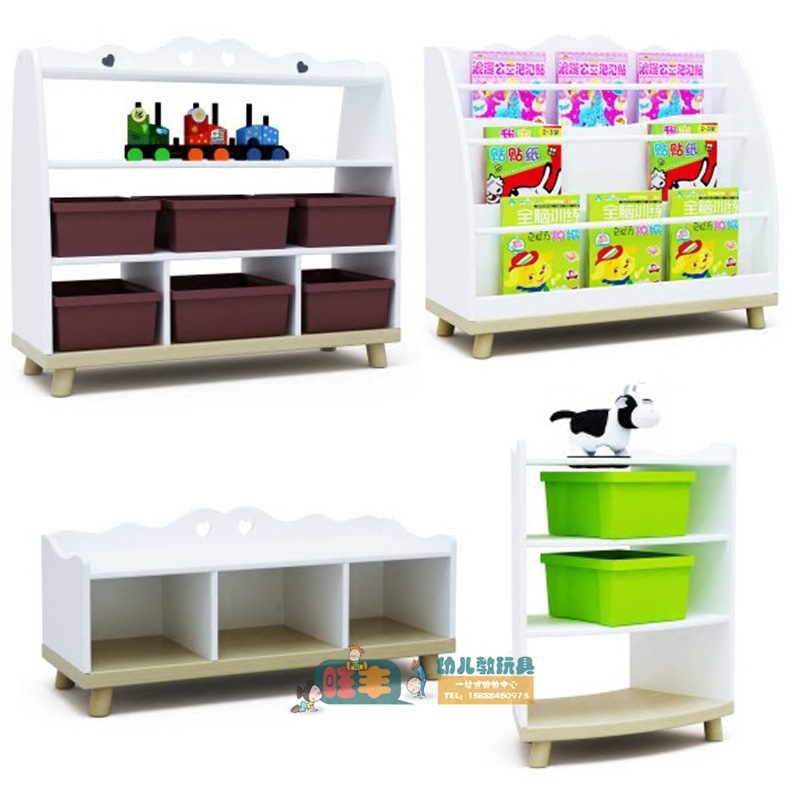 New kindergarten European style paint combination cabinet kindergarten toy cabinet storage cabinet storage rack bookshelf White