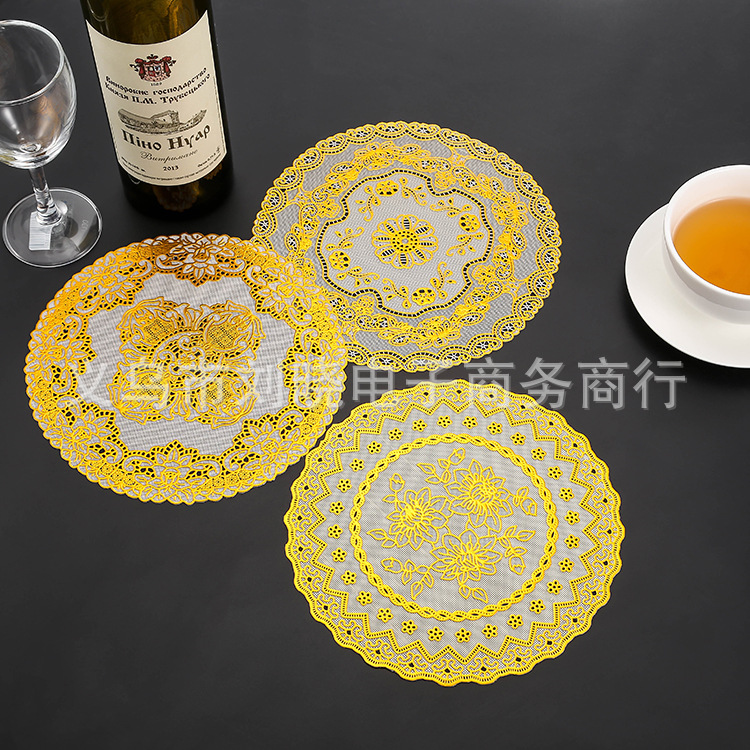 Factory direct pvc bronzing coaster Western mat ashtray mat mat heat insulation pad round 20cm