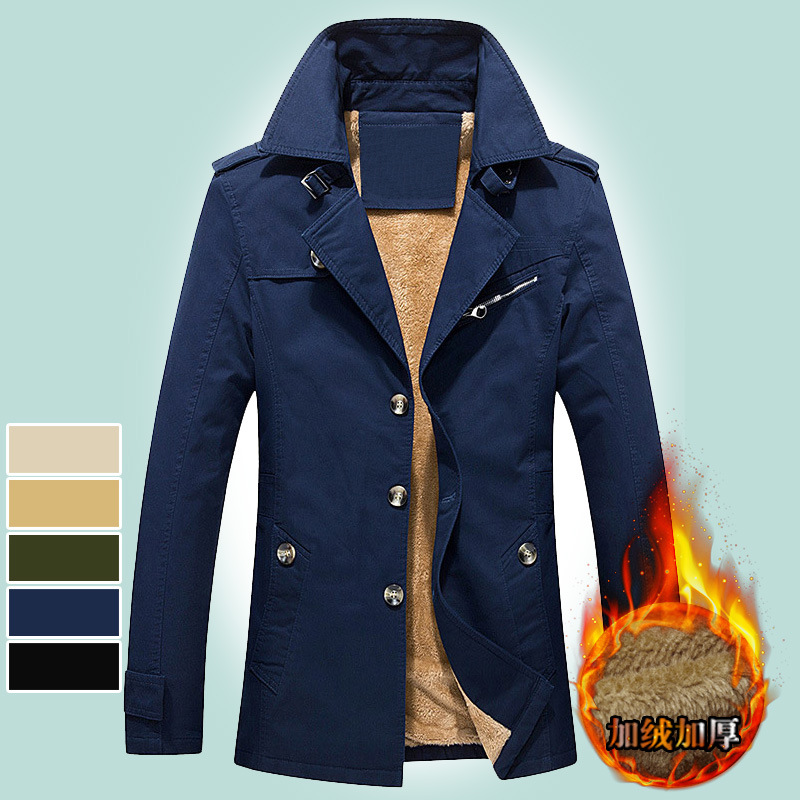 Cross-border Export Men's Autumn and Winter Pure Cotton Jacket Mid-length Small Suit Outdoor Men's Cotton Outwear Fleece-lined Cotton Outwear