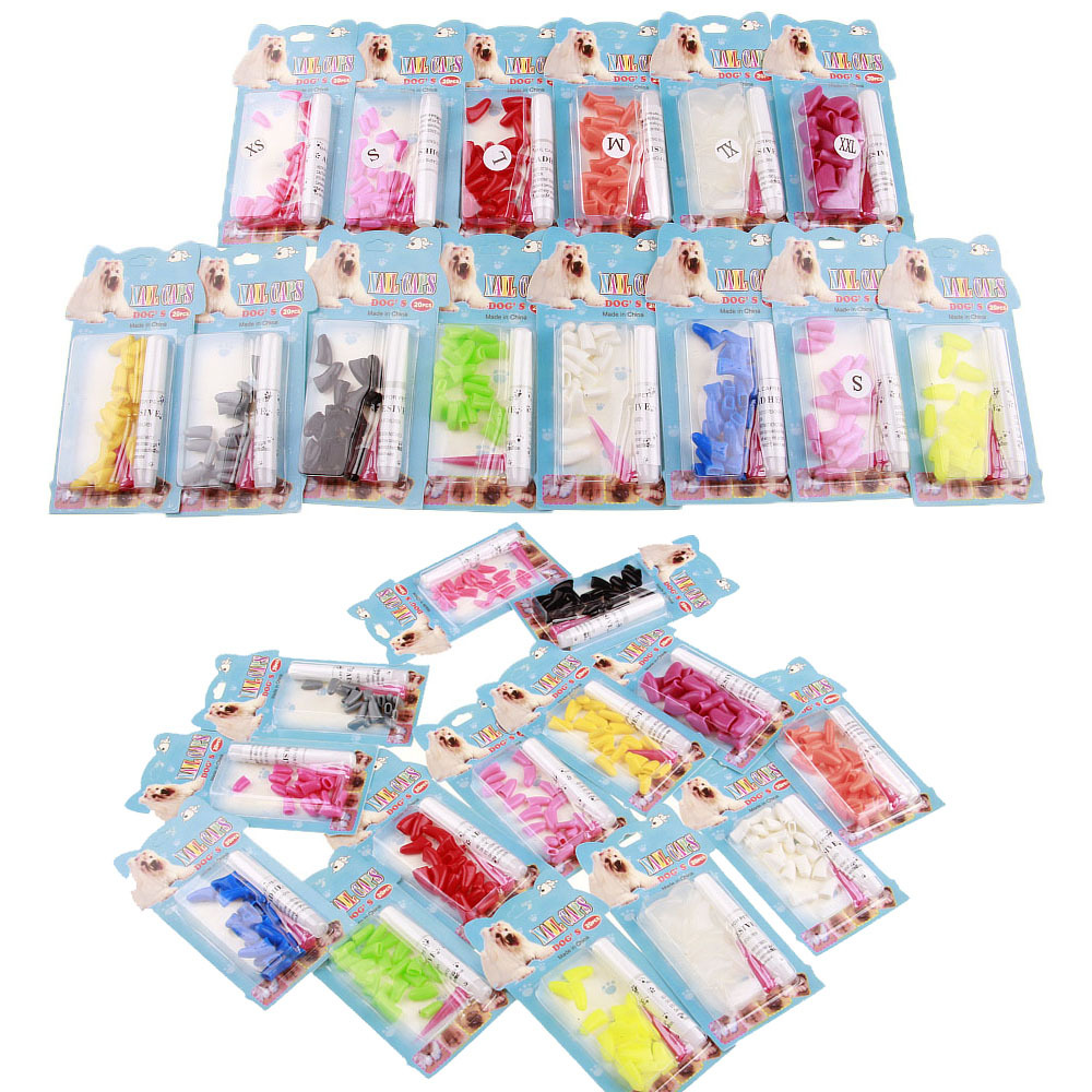 Накладки на ногти для собак, защитные накладки, 20 капсул клея в комплекте