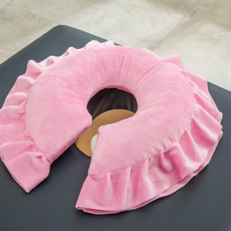 Beauty Bed Pillow Folding Massage Bed Climbing Pillow Physiotherapy Body Beauty Bedspread Lace U-shaped Face Round Pillow Removable and Washable