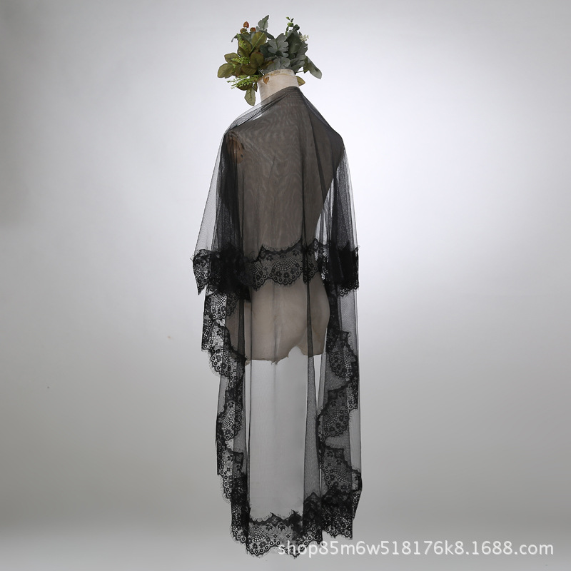 Special offer new lace soft Net 3 m long trailing veil photo studio photo photo shoot COS bride black veil