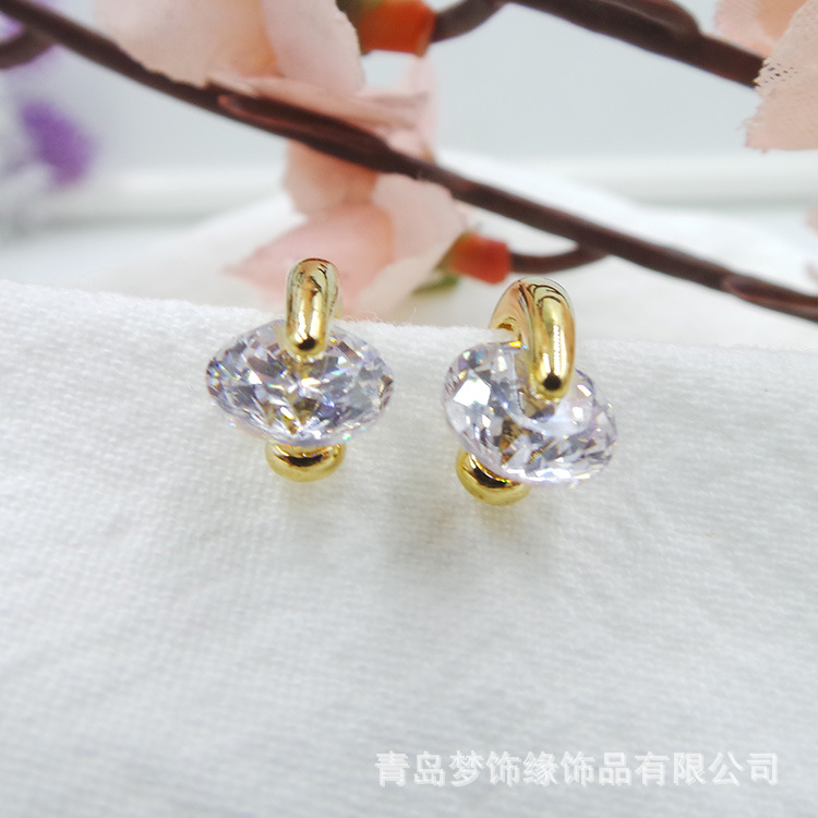 Gold-plated Simple Round Facet Super Flash Zircon Earrings Popular Fashion Earrings for Women 004
