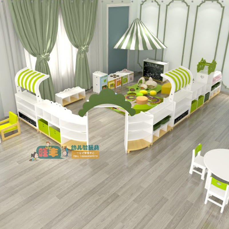 New kindergarten European style paint combination cabinet kindergarten toy cabinet storage cabinet storage rack bookshelf White