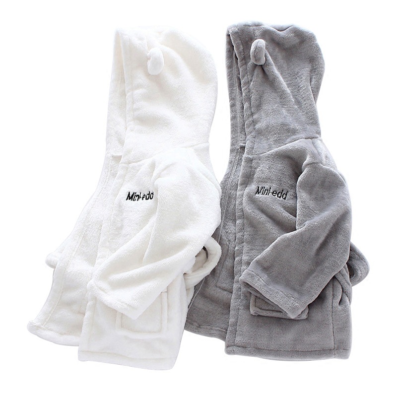 Ins Flannel Bathrobe Foreign Trade Children's Clothing Home Clothes Cute Children's Nightgown Baby Bathrobe Baby Pajamas