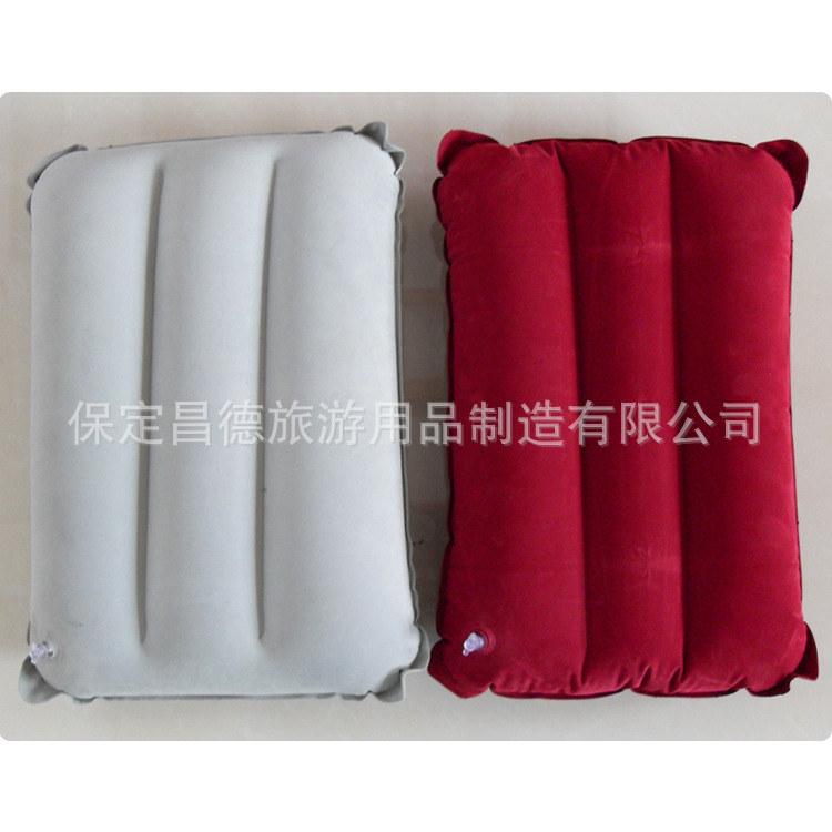 Manufacturer Supplies Inflatable Pillow Rectangular Flocking Pillow Outdoor Travel Headrest Wholesale Air Travel Air Pillow Square