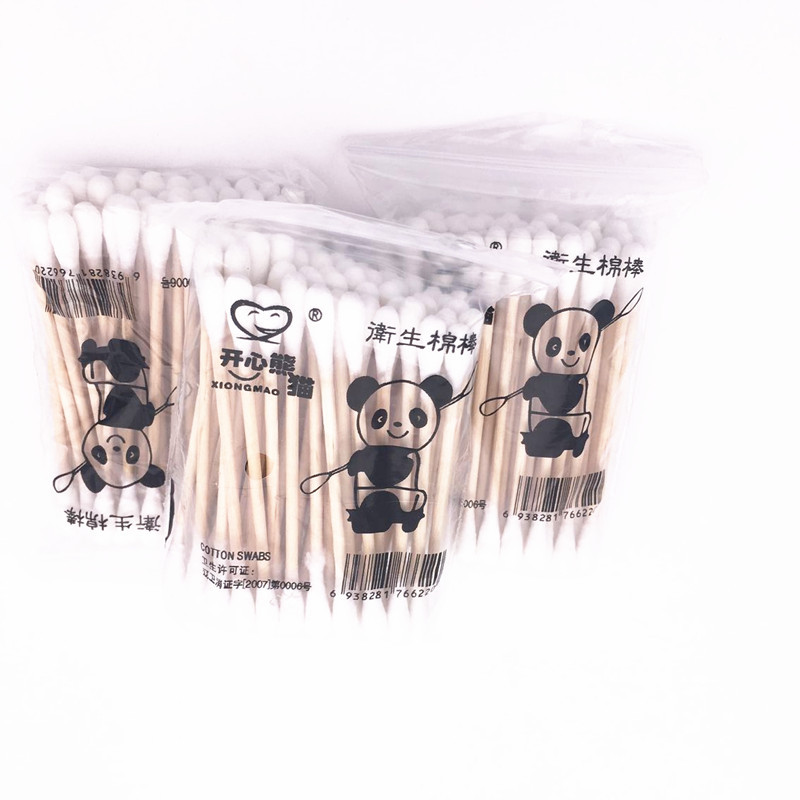 Ватные палочки с деревянной палочкой одноразовые двойные головы гигиенические для макияжа