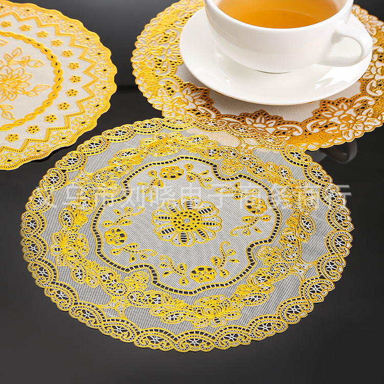 Factory direct pvc bronzing coaster Western mat ashtray mat mat heat insulation pad round 20cm