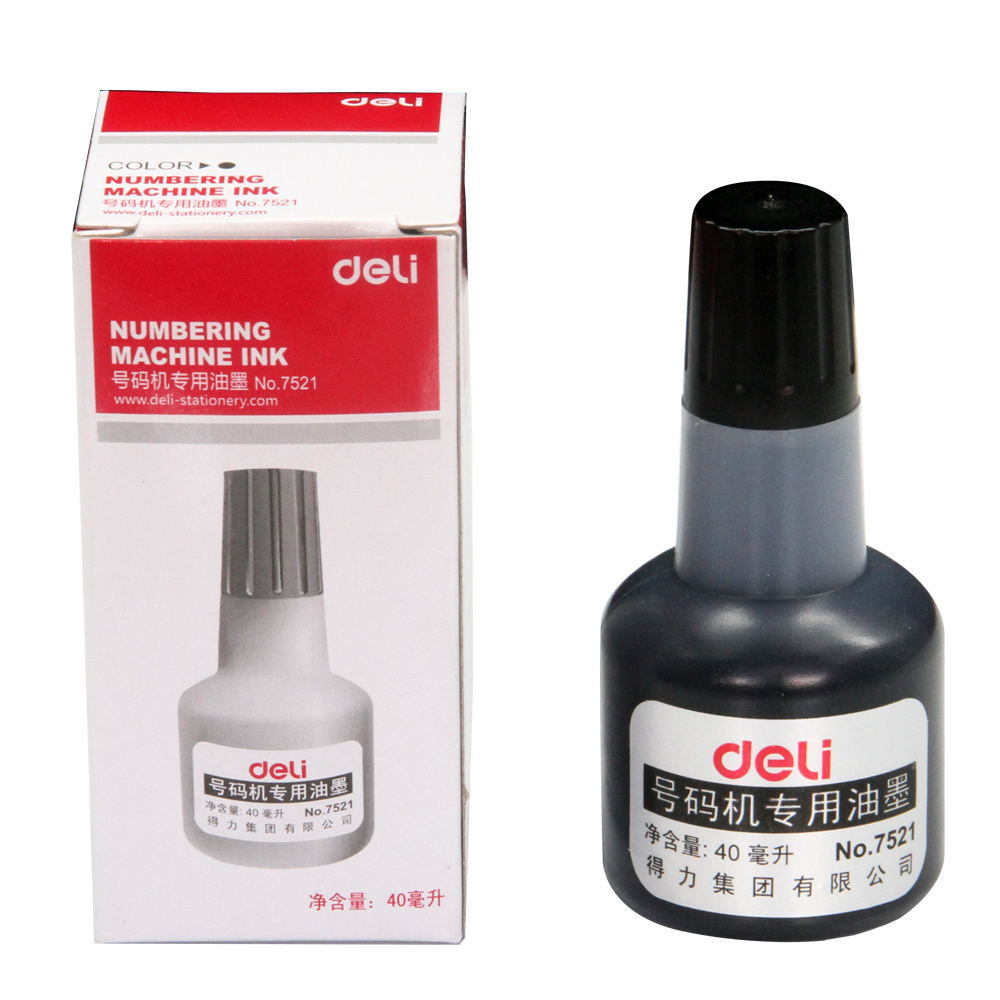 Deli 7521 Black Ink/ink for Automatic Coding Machine Special Ink 40ml