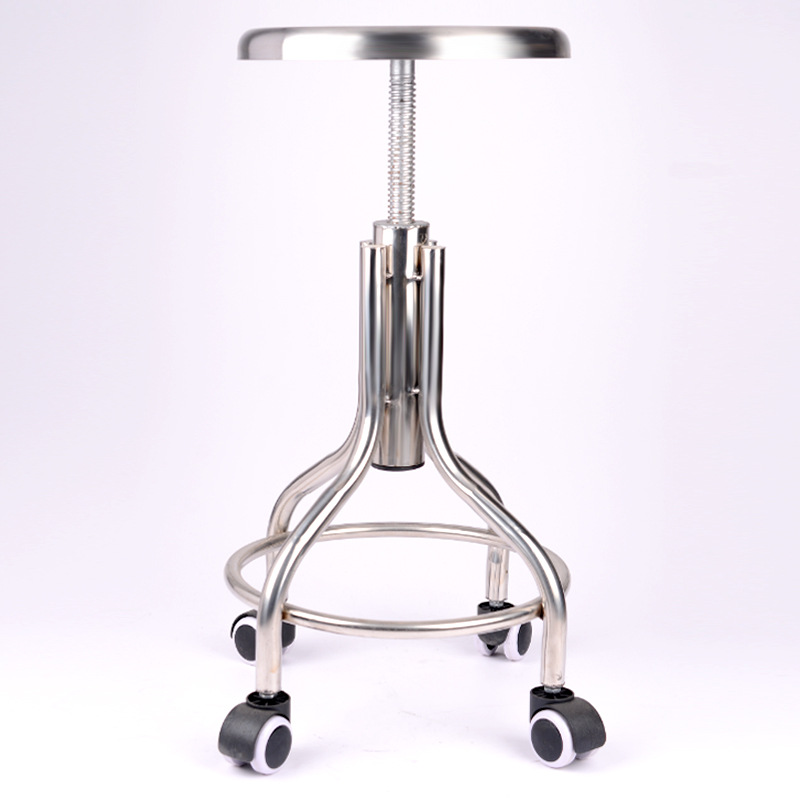 Stainless Steel Seat Spiral Lifting Round Stool Five Foot Chair Nurse Stool Office Stool