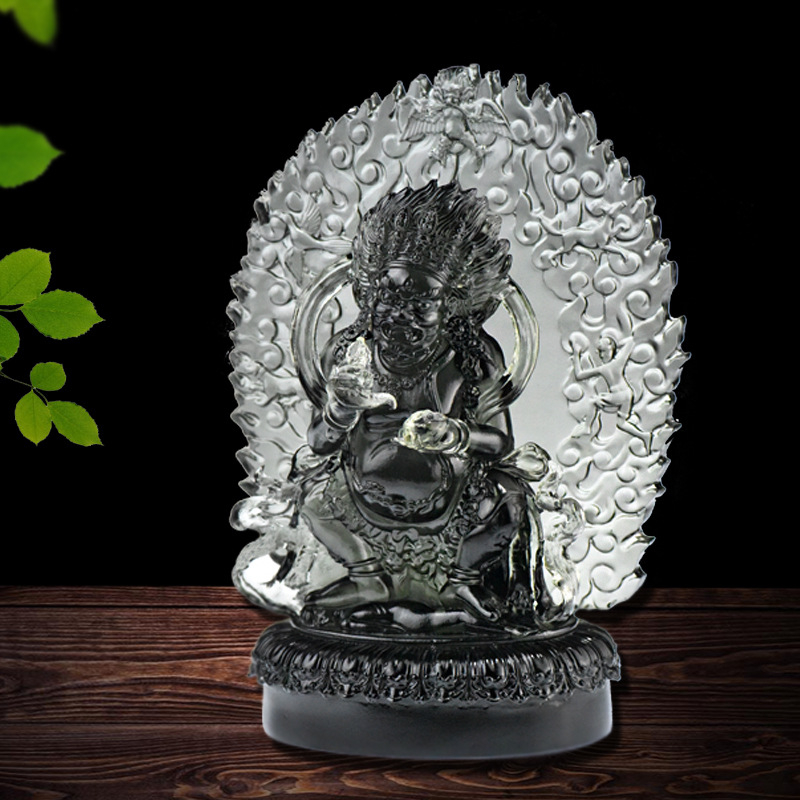 Coloured glaze black god of wealth handicraft five surname god of wealth water god of wealth buddha ornaments temple home decoration buddha supplies