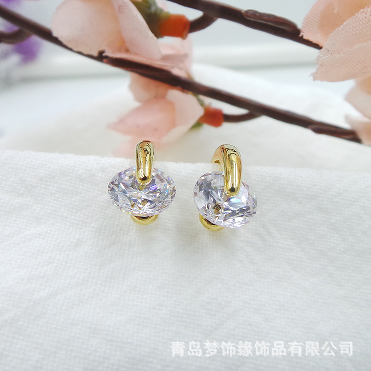 Gold-plated Simple Round Facet Super Flash Zircon Earrings Popular Fashion Earrings for Women 004