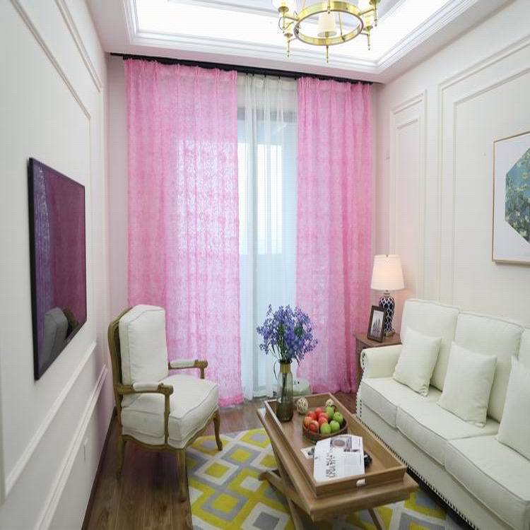 Amazon curtain new Korean-style small fresh solid color three-dimensional rose curtain window screen fabric finished