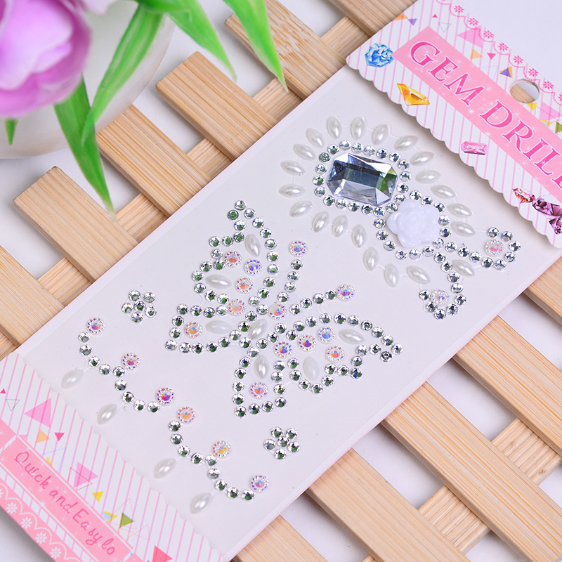 New handmade creative stickers butterfly gem diamond stickers resin rhinestone mobile phone stickers factory wholesale