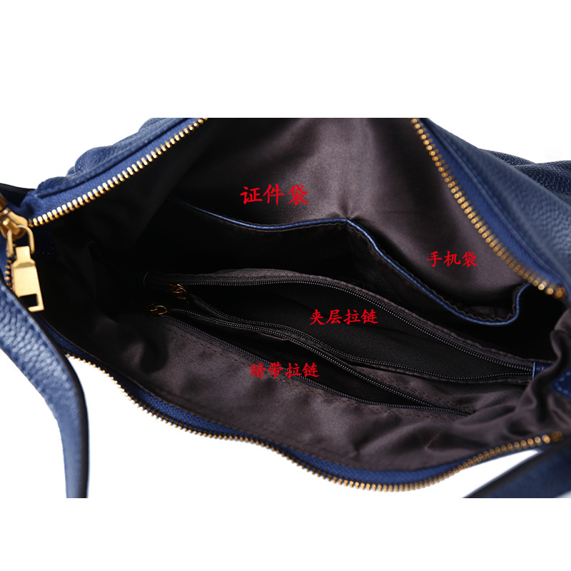 2025 Spring New Korean Style Fashion Easiest for Match Pleated Dumpling Bag Single Shoulder Diagonal Bag First Layer Cowhide Genuine Leather Women's Bag