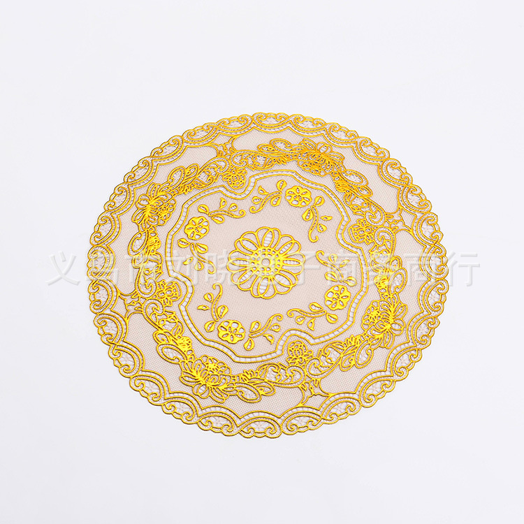Factory direct pvc bronzing coaster Western mat ashtray mat mat heat insulation pad round 20cm