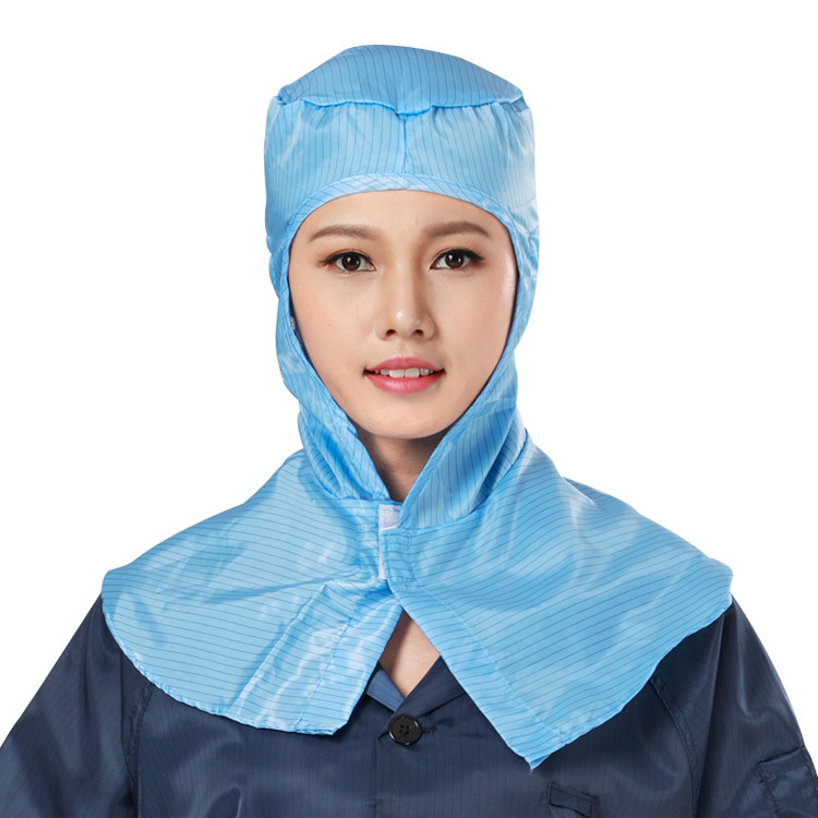 Anti-static shawl cap work clean cap breathable dust cap blue and white striped shawl cap workshop hat