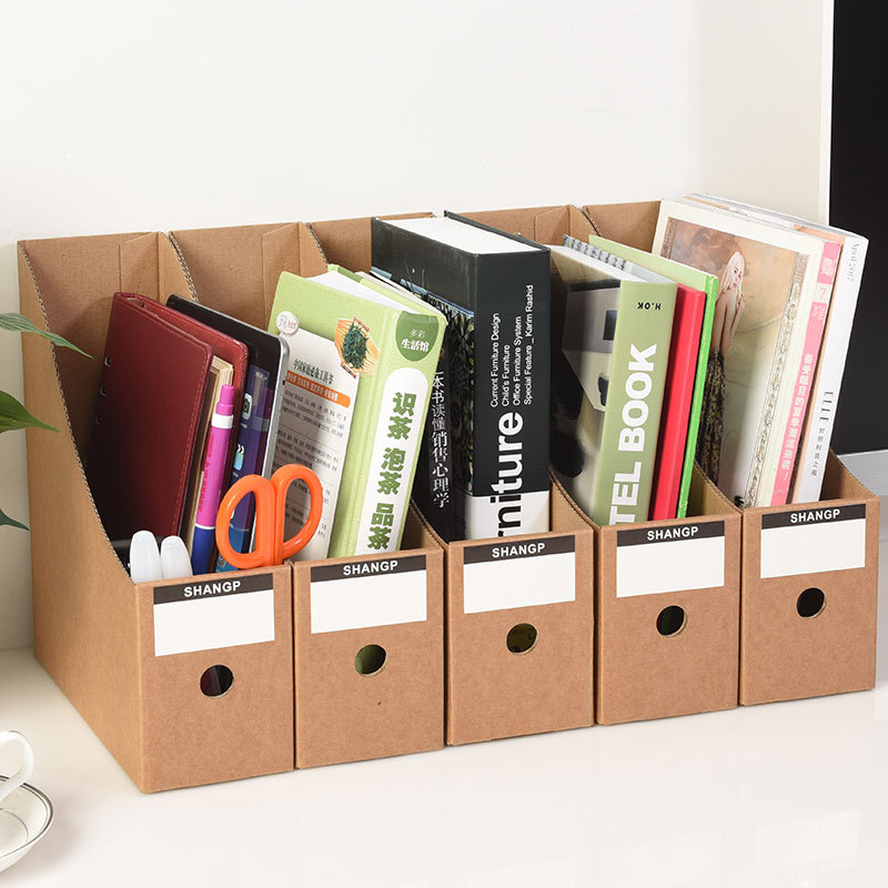 Office Supplies File Box Storage File Rack Magazine Folder Frame Kraft Paper Desktop Storage Box File Cabinet Wholesale