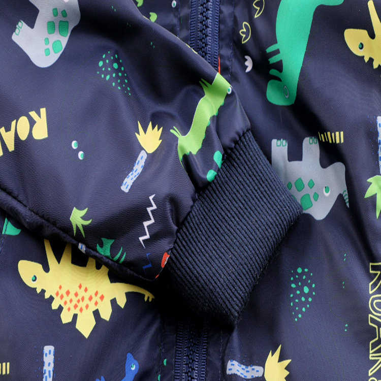 2018 New Children's Men's Treasure Autumn Coat Thin Boys' Jacket Children's Collar Full Print Dinosaur Zipper Shirt Trendy