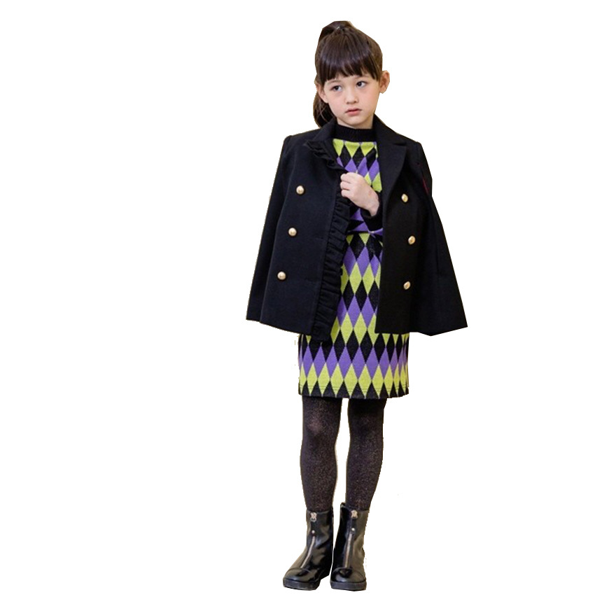 European and American New Kidsren's Woolen Outwears, Factory-Made Cloaks, Woolen Medium and Large Trendy Kidsren's Outwears, Sample Processing and Customization