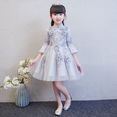Girls' Princess Dress Girls' Piano Costume Host Children's Wedding Dress Flower Children's Puffy Yarn Birthday Evening Dress